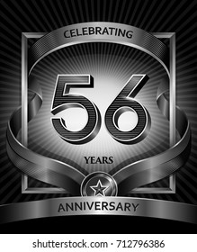 56 years anniversary design template for invitation, advertising, banner, vector design