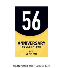 56 years anniversary invitation card  design, modern design elements, white background vector design
