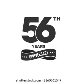 56 years anniversary logo with black color for booklet, leaflet, magazine, brochure poster, banner, web, invitation or greeting card. Vector illustrations.