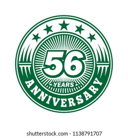 56 years anniversary. Anniversary logo design. Vector and illustration.
