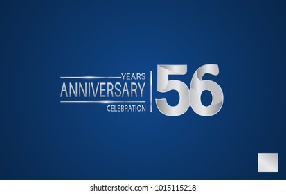 56 years anniversary logo with elegance silver color isolated on blue background for celebration event