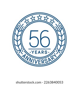 56 years anniversary logo template. 56th line art vector and illustration.