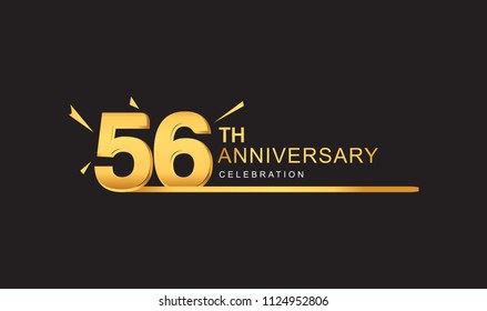 56 years anniversary logotype with single line golden and golden confetti for anniversary celebration
