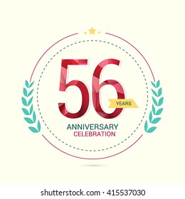56 Years Anniversary with Low Poly Design and Laurel Ornaments
