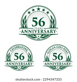 Se cumplen 56 años. 56.ª colección de logo de la celebración. Vector e ilustración. 