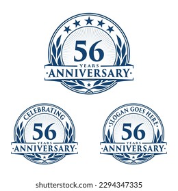 56 years anniversary set. 56th celebration logo collection. Vector and illustration. 