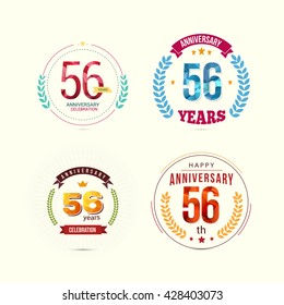 56 Years Anniversary Set with Low Poly Design and Laurel Ornaments