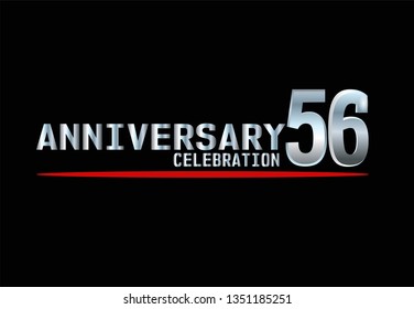 56 years Anniversary with silver font and under red line. Silver font with black background and red underline. Elegant and simple design. My all design can see in my portofolio