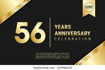 56 Years Anniversary template design. Golden Anniversary Celebration, vector illustration.