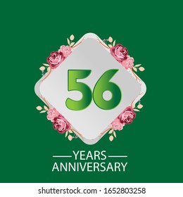 56 años de aniversario. Tarjeta de saludo decorativa floral para celebración