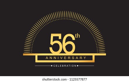 56 years golden anniversary logo celebration with firework elegant design for anniversary celebration.
