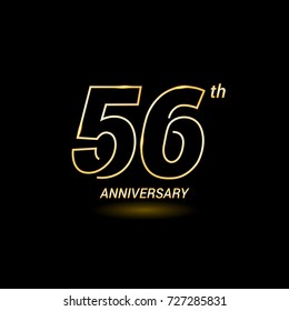 56  years golden line anniversary celebration logo design
