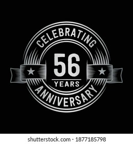 56 years logo design template. 56th anniversary vector and illustration.