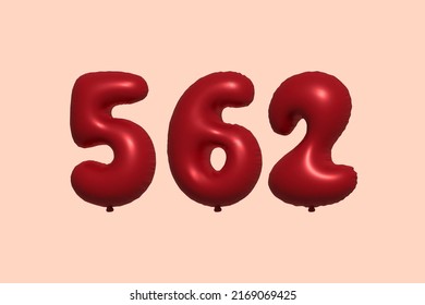 562 globo 3d de globo metálico realistas 3d. Globos 3D de helio rojo para la venta decoración Fiesta Cumpleaños, Celebración de Aniversario, Fiesta de la Boda. Ilustración del vector