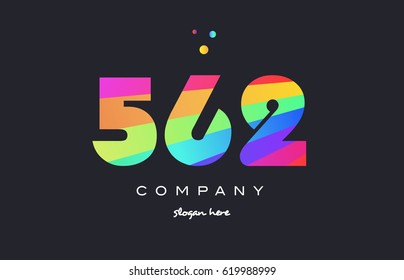 562 creative color green orange blue magenta pink number digit company logo vector icon spectrum