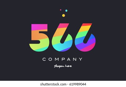566 creative color green orange blue magenta pink number digit company logo vector icon spectrum