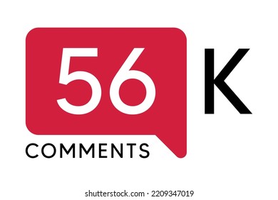 56K Comment banner template Vector illustration. Social Media Text. Amazing red color symbol on a white background