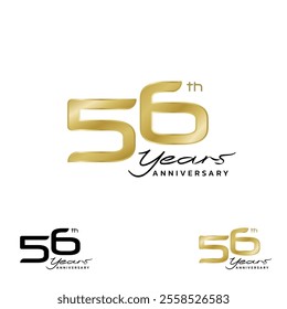 56th anniversary Celebration, anniversary design with number in calligraphy style. Flat vector Illustrations.