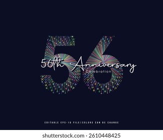 56th Anniversary Celebration Logo Design, Editable Vector Template.