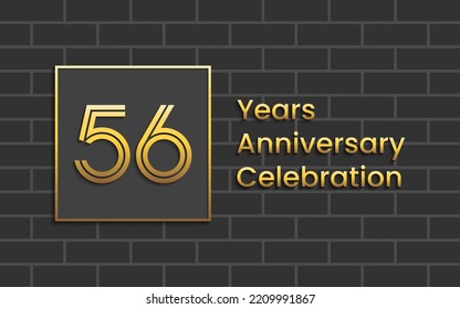 56th Anniversary Celebration, Perfect template design for anniversary celebration with gold color for booklet, leaflet, magazine, brochure poster, web, invitation or greeting card. Vector template