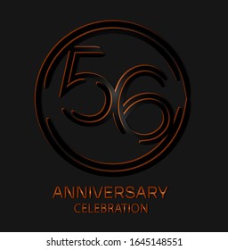 56th Anniversary with elegant black line motifs in circles, anniversary template design for web ,Creative poster, booklet, leaflet, flyer, magazine, invitation card