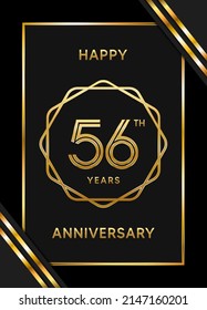 56. Jubiläumslogotype. Jubiläumsfeier-Template-Design mit goldenem Ring für Broschüren, Broschüren, Poster, Banner, Web, Einladung oder Grußkarte. Vektorgrafiken.