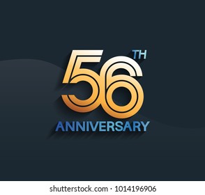 56th anniversary logotype with multiple line golden color isolated on dark blue background for celebration