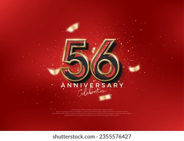 56th Anniversary number. To celebrate birthday with bold red concept. Premium vector for poster, banner, celebration greeting.