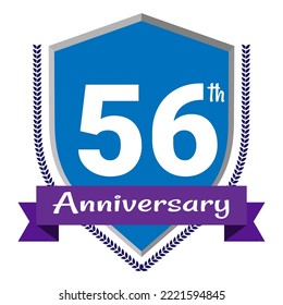 56th Anniversary. Anniversary sign collection isolated on white background. Vector Illustration EPS 10 File.