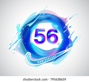 56th colorful anniversary logo. abstract liquid color elements celebration background design