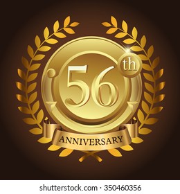 56th golden anniversary wreath ribbon logo