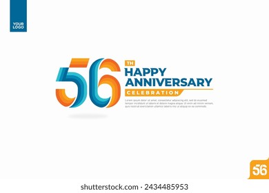 56th happy anniversary celebration with orange and turquoise gradations on white background.