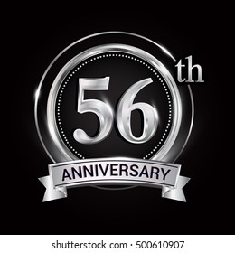 56th silver anniversary logo with ribbon and ring