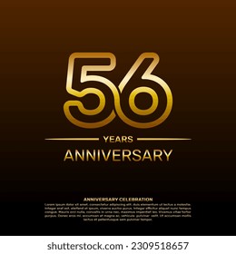 56th year anniversary design template in gold color. vector template illustration