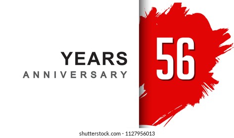 56th years anniversary design with red brush isolated on white background for company celebration event