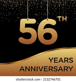 56th years anniversary, vector design for anniversary celebration with gold color on black background, simple and luxury design. logo vector template