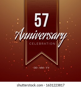57 Anniversary celebration luxury design with wood motive background on the ribbon