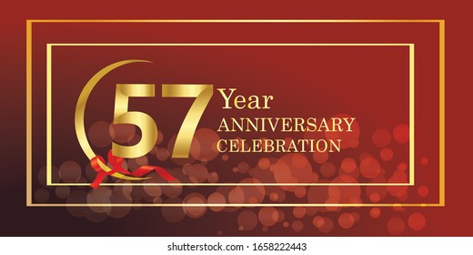 Plantilla vectorial de logotipo de 57 años. Diseño para banner, tarjetas de felicitación o impresión.