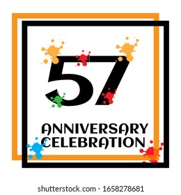 57 anniversary logo vector template. Design for banner, greeting cards or print