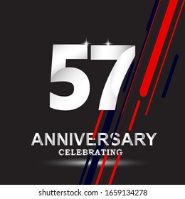 57 anniversary logo vector template. Design for banner, greeting cards or print