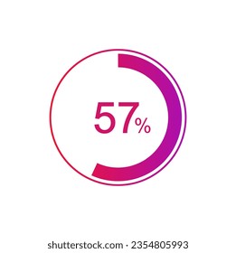 57% circle diagrams Infographics vector, 57 Percentage diagrams, pie chart for Your documents, reports.