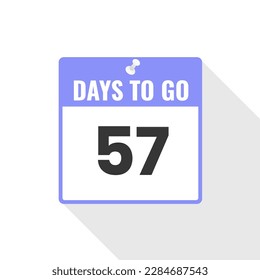 Icono de ventas de cuenta regresiva de 57 días a la izquierda. Faltan 57 días para ir Banner promocional