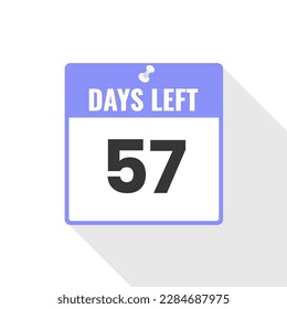57 Days Left Countdown sales icon. 57 days left to go Promotional banner