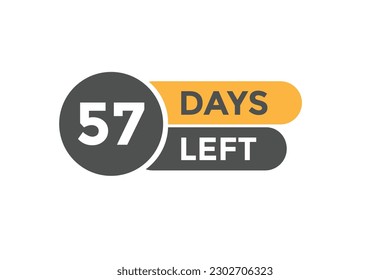 57 days Left countdown template. 57 day Countdown left banner label button eps 10