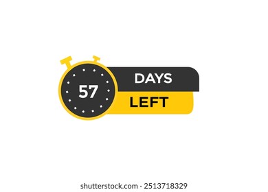 57 días restantes, icono, estilo, temporizador, cuenta regresiva, reloj, tiempo, fondo, Plantilla, 57 días restantes, cuenta regresiva, pegatina, Anuncio izquierdo, eps 10, negocio, venta, Botón de etiquetas
