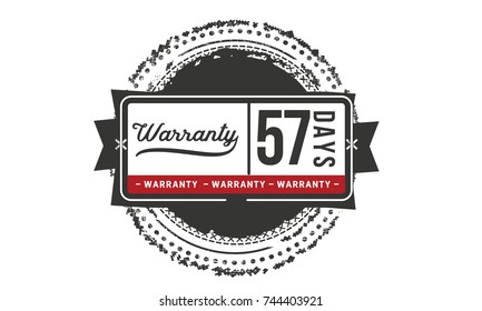 57 days warranty icon vintage rubber stamp guarantee