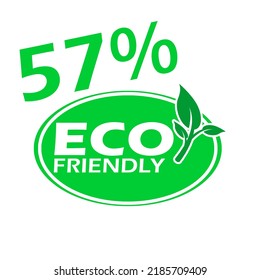 57% Iconos de sellos ecológicos Iconos de vectores con hoja verde de planta orgánica. Etiqueta ecológica de hoja verde. 2.ª ilustración vectorial.
