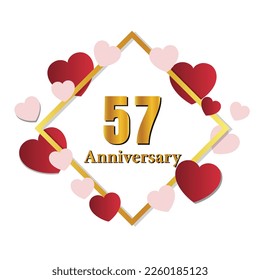 57 glossy gold number vector set. Realistic romantic typeface. Decorative numbers for Valentines, Mothers day, wedding banner, cover, birthday or anniversary, holiday party.