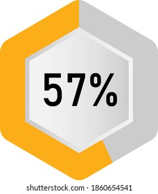 57% Hexagon Percentage Diagram  Ready-to-use For Web Design, User Interface (UI) Or Infographic - Indicator With Yellow