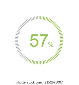 57% Loading. 57% circle diagrams Infographics vector, 57 Percentage ready to use for web design ux-ui.